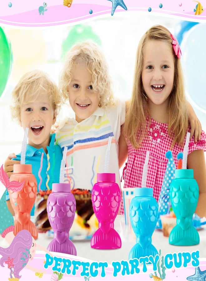 Sliner Mermaid Tumblers with Lids and Straws, Mermai Cups Favors Summer Plastic Sipper Cups for Kids Mermai Birthday Party Gifts Supplies Decorations(24 Pcs, Mermaid) - Image 5